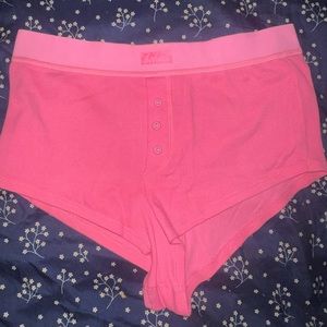 Skims Sugar Pink cotton rib shorts